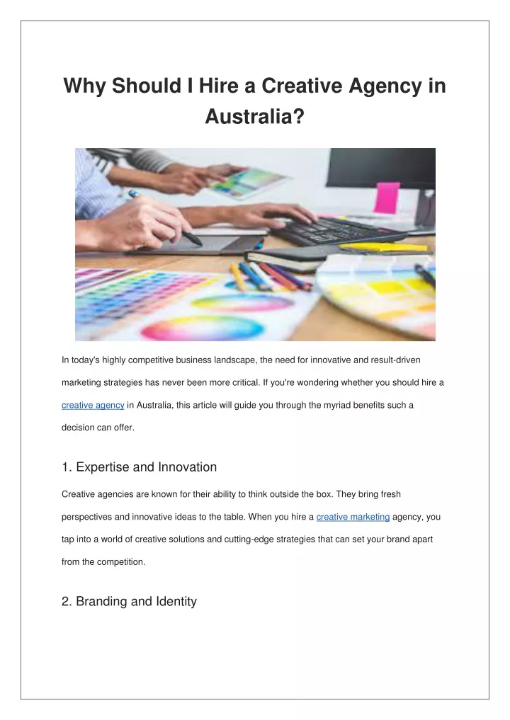 why should i hire a creative agency in australia