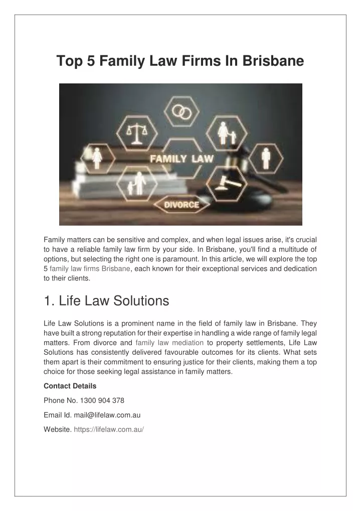 top 5 family law firms in brisbane