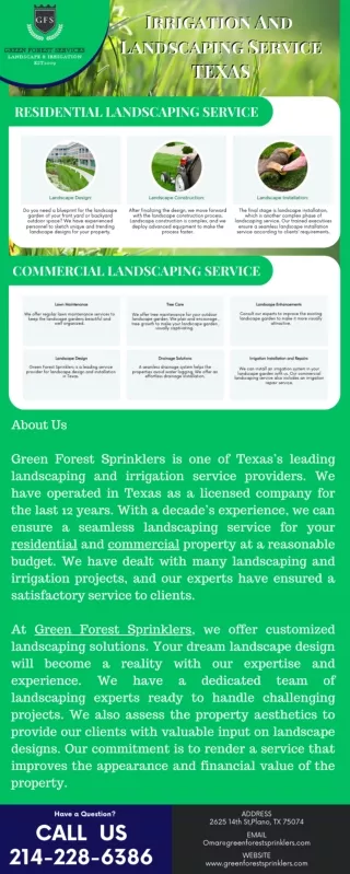 Infographic: Irrigation And Landscaping Service Texas