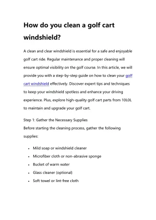 How do you clean a golf cart windshield?