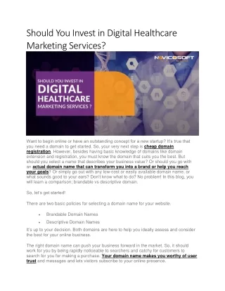 Should You Invest in Digital Healthcare Marketing Services