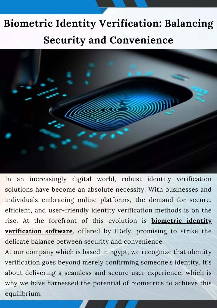 biometric identity verification balancing