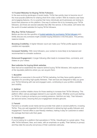 13 Trusted Websites for Buying TikTok Followers