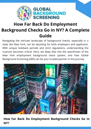 How Far Back Do Employment Background Checks Go in NY A Complete Guide