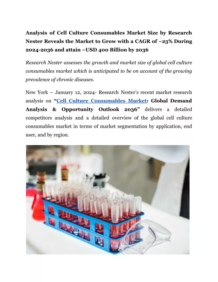analysis of cell culture consumables market size