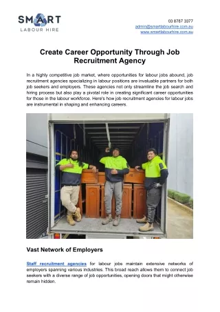 Create Career Opportunity Through Job Recruitment Agency