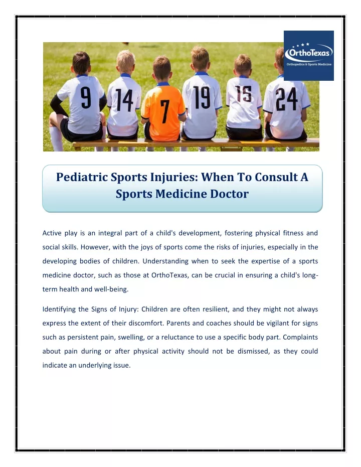 pediatric sports injuries when to consult