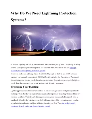 Why Do We Need Lightning Protection Systems