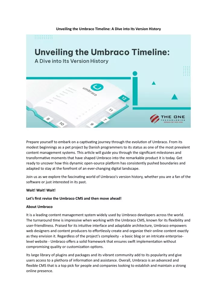 unveiling the umbraco timeline a dive into