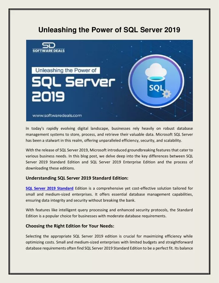 unleashing the power of sql server 2019