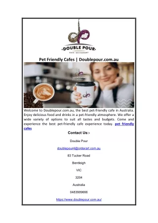 Pet Friendly Cafes | Doublepour.com.au