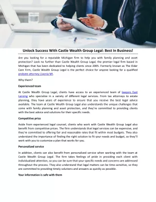 Unlock Success With Castle Wealth Group Legal  Best In Business!