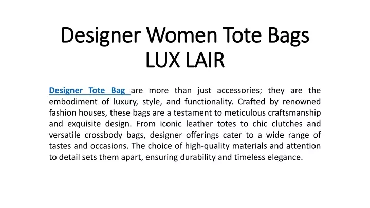 designer women tote bags lux lair