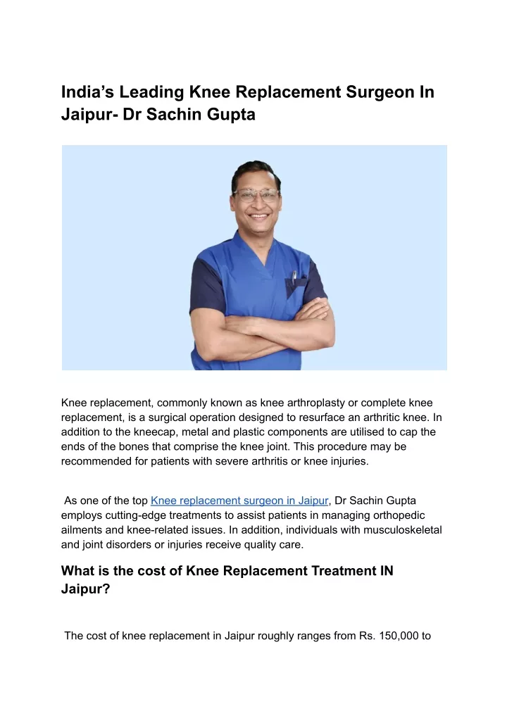 india s leading knee replacement surgeon
