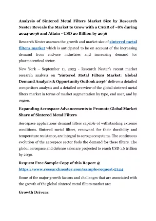 analysis of sintered metal filters market size