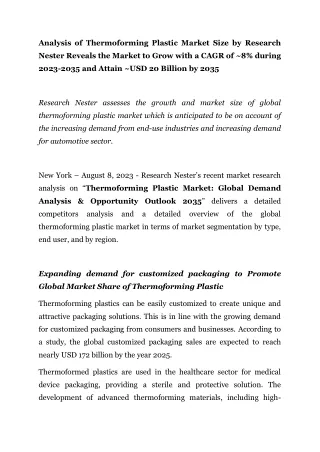 analysis of thermoforming plastic market size