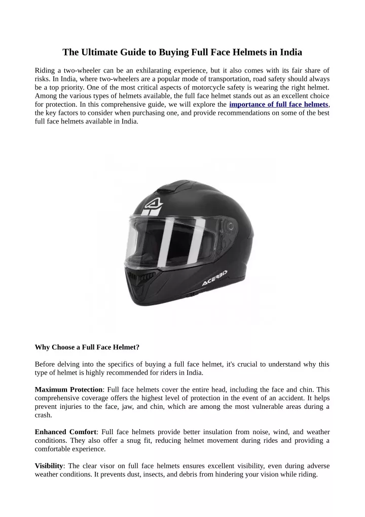 the ultimate guide to buying full face helmets