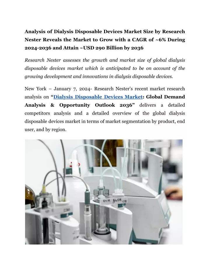analysis of dialysis disposable devices market