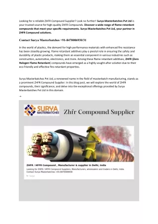 ZHFR Compound Supplier