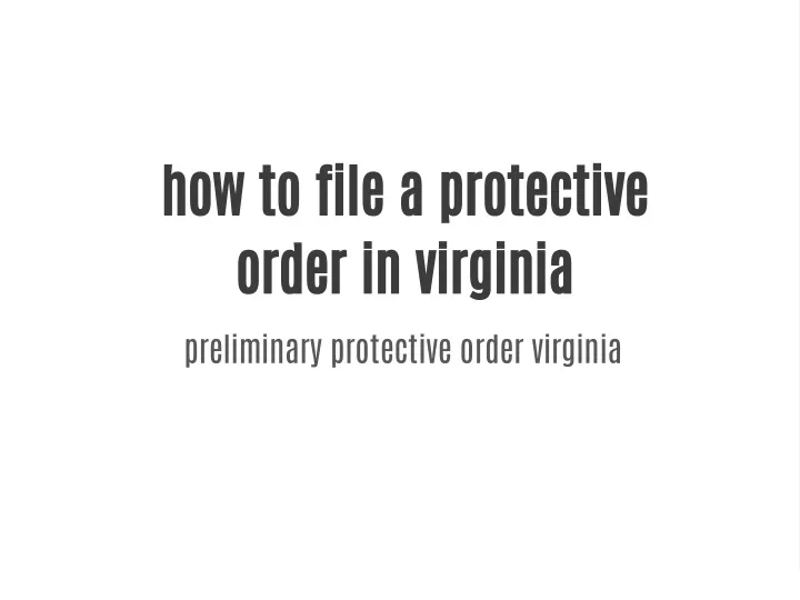 how to file a protective order in virginia