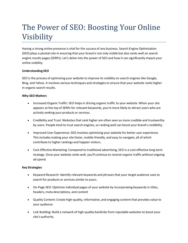 the power of seo boosting your online visibility