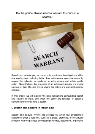 do the police always need a warrant to conduct