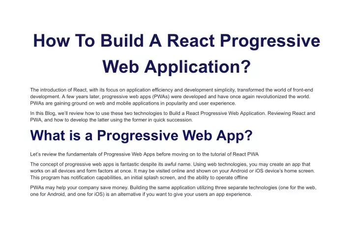 how to build a react progressive web application