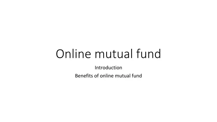 online mutual fund