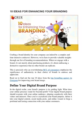 10 IDEAS FOR ENHANCING YOUR BRANDING