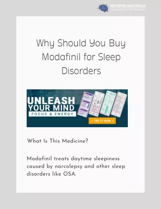 Why Should You Buy Modafinil for Sleep Disorders