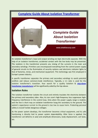 complete-guide-about-isolation-transformer