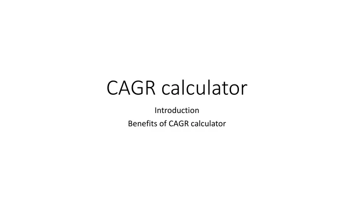 cagr calculator