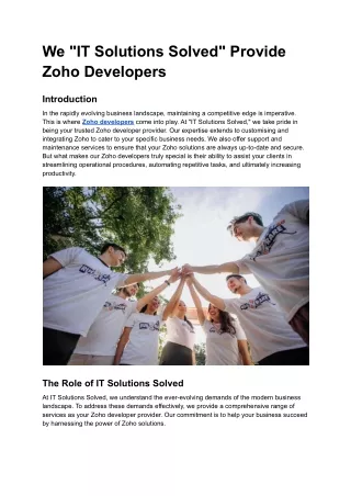 we it solutions solved provide zoho developers