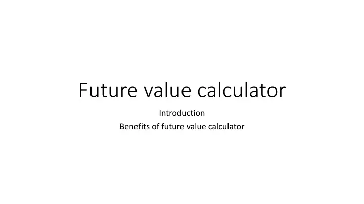 future value calculator