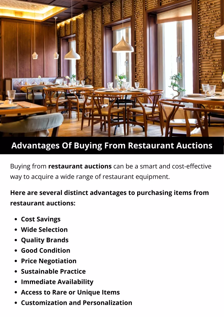 advantages of buying from restaurant auctions