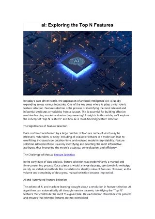 ai Exploring the Top N Features