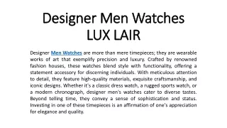 Designer Men Watches - LUX LAIR