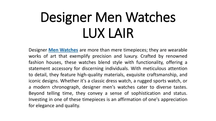 designer men watches lux lair