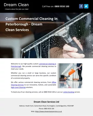 Custom Commercial Cleaning In Peterborough – Dream Clean Services
