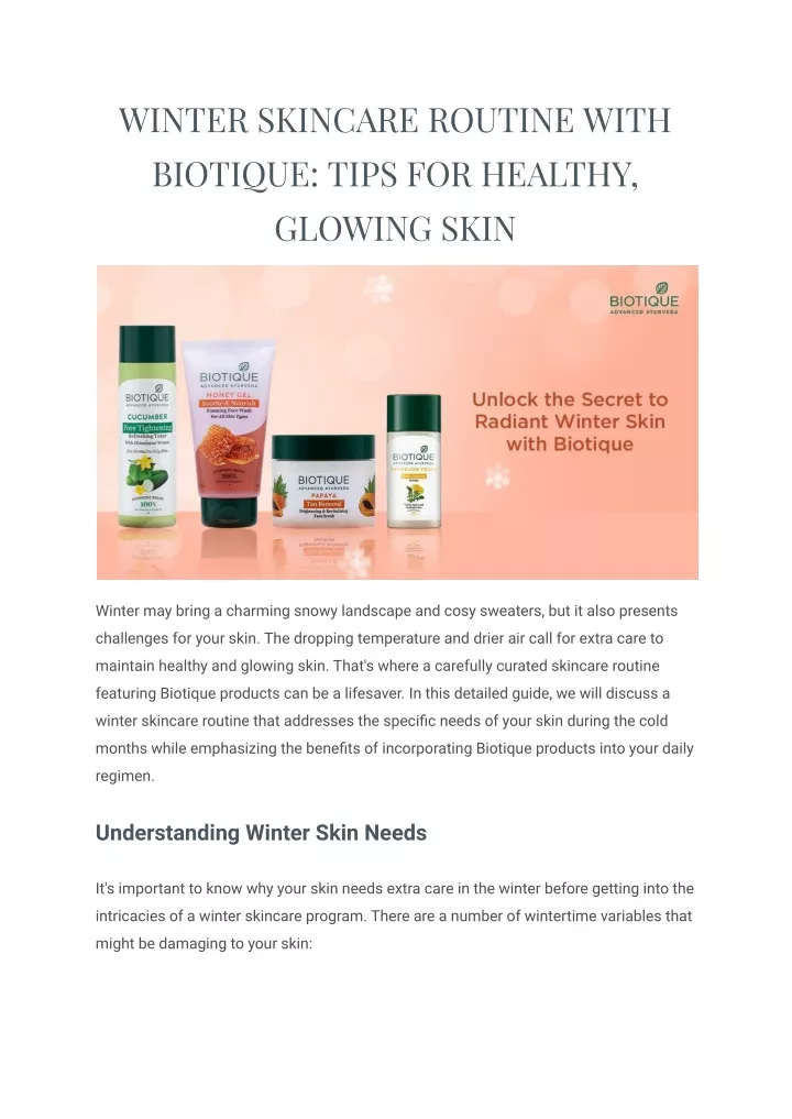 winter skincare routine with biotique tips