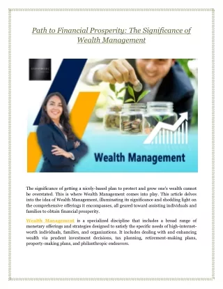 Path to Financial Prosperity: The Significance of Wealth Management