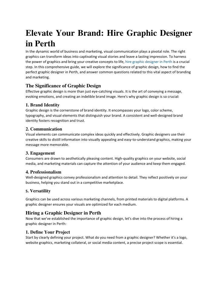 elevate your brand hire graphic designer in perth