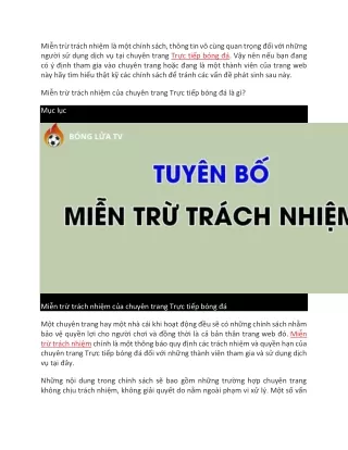 Cac Chinh Sach Mien Tru Trach Nhiem Cua Truc Tiep Bong Da