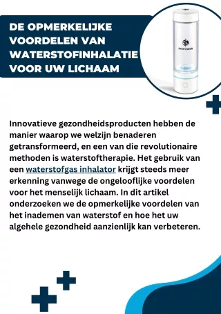 de opmerkelijke voordelen van waterstofinhalatie