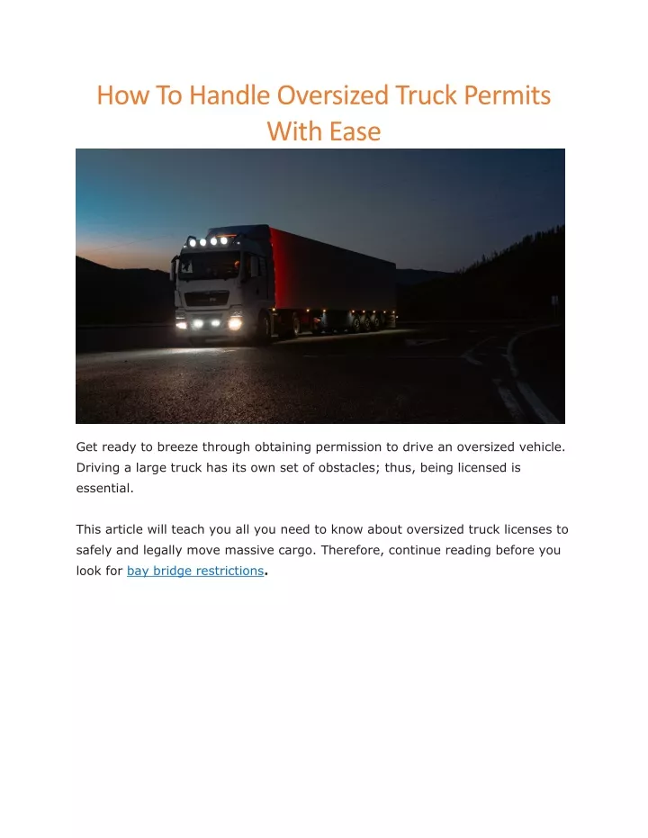 how to handle oversized truck permits with ease