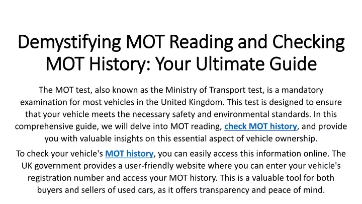 demystifying mot reading and checking mot history your ultimate guide