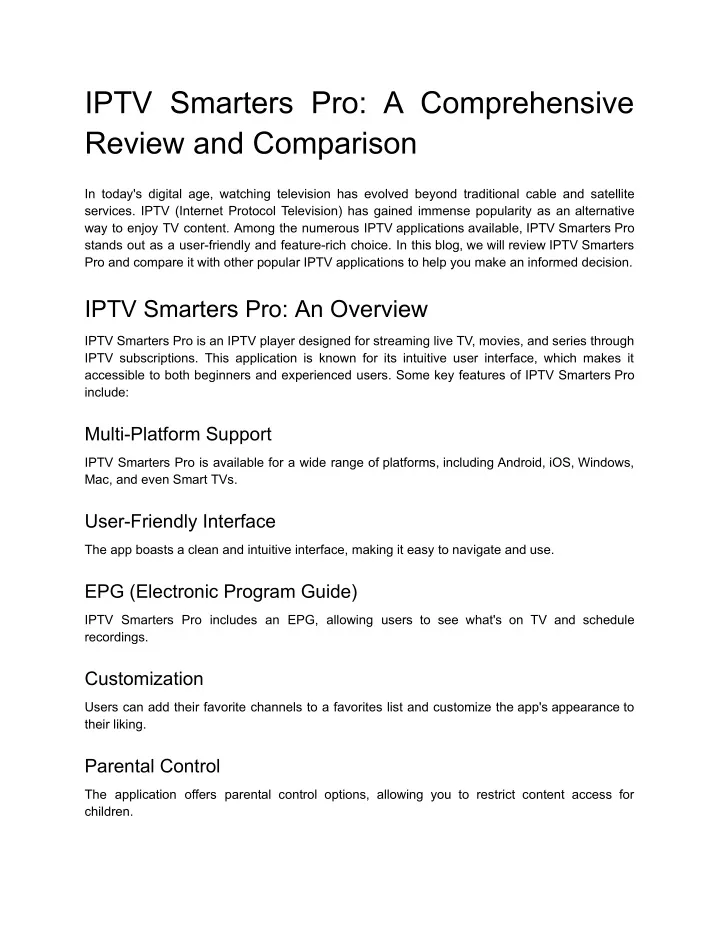 iptv smarters pro a comprehensive review