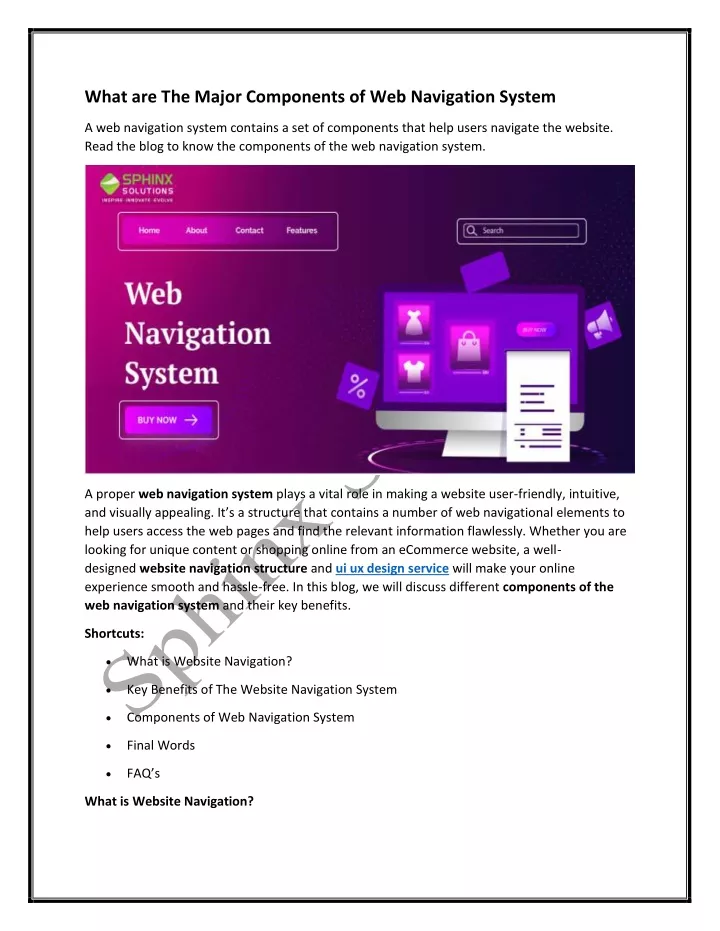 what are the major components of web navigation