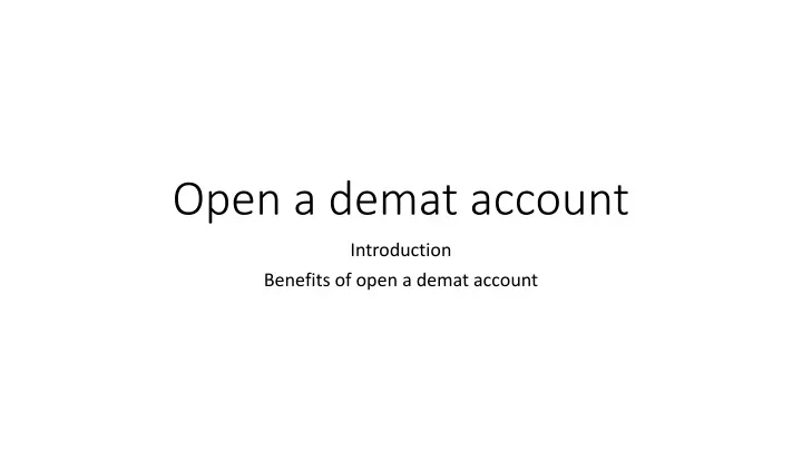 open a demat account
