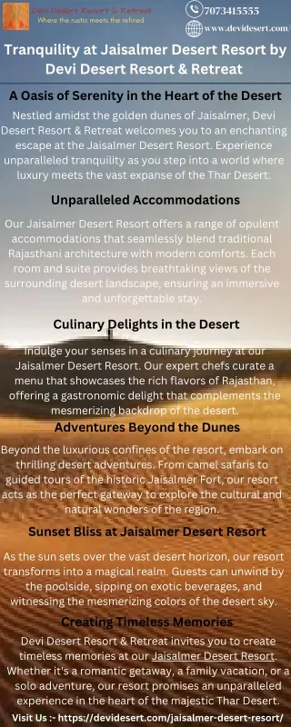 Tranquility at Jaisalmer Desert Resort by Devi Desert Resort & Retreat